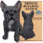 French Bulldog Ornament 30cm - Dog Garden Statue Figurine Grey Blue Frenchie