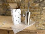 Dolphin wall mounted toilet brush and holder set in stainless steel. BC727