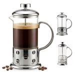 3 Cup Cafetiere 350ml Stainless Steel Glass French Press Coffee Maker Plunger
