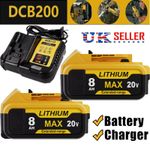 For DEWALT DCB182 18V 5.0Ah 8.0Ah 9.0Ah XR Li-ion Slide Battery DCB184 DCB200 UK
