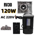 RV30 120W 1350RPM Worm Gear Reducer Gearbox Electric Motor W/ Controller AC 220V