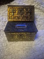 Vintage Ye Olde Chubb Chest Tin Money Box by Chubb Safes x 2 No Key