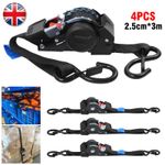 4Pcs Automatic Retractable Ratchet Strap Heavy Duty Car Trailer Tie Down Straps