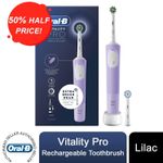 Oral-B Vitality Pro Electric Rechargeable Toothbrush with 2 Brush Heads, Lilac