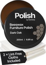 Hemway Premium Dark Oak Beeswax Furniture Polish 200ml & 2 Lint-Free Cloths