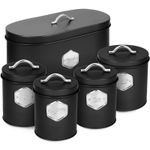 HEFTMAN Kitchen Storage Canister Coffee Sugar Tea Bread Airtight 5 Pieces Set