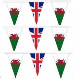 🇬🇧 10 Pack Welsh Dragon & Union Jack Bunting 10 m 🎖 Remembrance Day XL Flags
