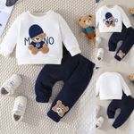 Baby Boys 2PCS Bear Print Hoodie Tops T-Shirt Pants Tracksuit Clothes Outfit Set