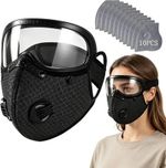 Reusable Dust Mask with Adjustable Goggles,with 10 Filters Dustproof