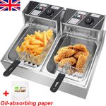 20L 5000W Commercial Electric Deep Fryer Fat Chip Stainless Steel Twin Dual Tank