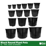 Black Recycled Plastic Plant Pots 1 2 3 4 5 7.5 10 12 15 20 32 45 60 80 Litre
