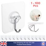 Self Adhesive Hooks Heavy Duty Sticky Stick on Wall Door Strong Seamless Hanger
