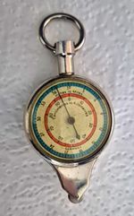 Pocket Compass Keyring Fob, Miles/Kilometres Dial, Germany Marked Metal