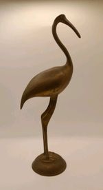 12" Vintage Brass Crane Heron Bird Ornament Figure