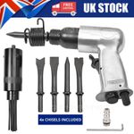 Air Hammer Drill Gun With 4 X Chisels & Needle Descaler Paint Rust Remover 150mm
