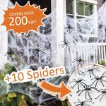 Halloween Stretch Cobweb Decor/200 Sq Ft with 10 Fake Spiders/Elastic Spider Web