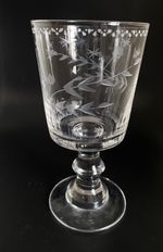 Antique Rummer Glass Etched Stars And Leaves Large Wine Drinking Glass