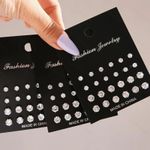 A Set Of 12 Pairs Silver Cubic Zirconia Stud Earrings Small Round CZ Set Pack UK