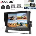 9" Quad Split 4CH HD Monitor Car Van 4 x Car Rear View Camera AHD DVR Screen Kit
