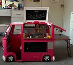 Our Generation Food Truck Vehicle Playset Pink & White Plastic Van with Menu.