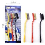 3 PIECE SMALL WIRE BRUSH SET BRUSHES STEEL BRASS NYLON METAL RUST PAINT REMOVER