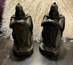 Pair Of Antique 1922 Bronze Armor Kneeling Knights Bookends