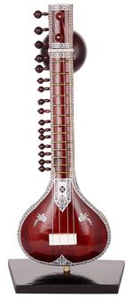Wooden Decorative Showpiece Musical Instrument Miniature Sitar Designer Artistic