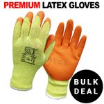 120 PAIRS LATEX COATED ORANGE RUBBER WORK GLOVES BUILDER GARDENING SAFETY GRIP