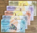 Lot Of 5 X Madagascar Banknote. 100 - 2000 Ariary. 2017 Series. Unc Set