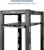 Tecmojo 1U Rack Mount Rail,4-Post Fully Server Shelf Full Depth, Black 