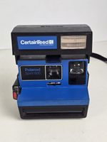 Vintage Rare Polaroid Spirit 600 Camera CertainTeed Blue Black W/Strap Works