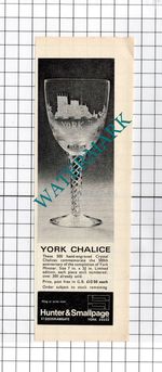Hunter and Smallpage York Chalice ADVERT - 1972 Cutting