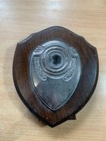 VINTAGE PIGEON RACING WOODEN TROPHY SHIELD PLAQUE WITH STAND (P3) AB
