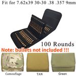 Tactical 100 Rounds Wallet Bullet Ammo Pouch Shell Holder Belt For .38 .357 9mm