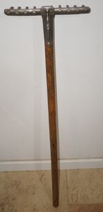 Vintage 1960's Garden Small Childs Long Handled Rake Raised beds 96cm 29cm head