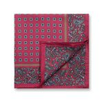 Men's 100%Silk pocket square Burgundy Paisley 43cm 17" Hand rolled Made in China