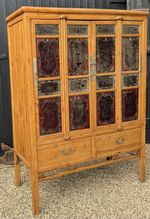 Chinese Elm Marriage Cabinet With Lacquered Panels
