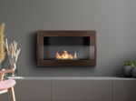 Wall-hung bio-fireplace with glass 650x400, structural brown matt