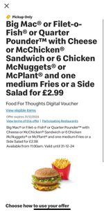 McDonald’s ✅ £2.99 Meal✅ Expiry 1/12/2024 🔥 — X 7