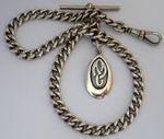 Fantastic antique solid silver pocket watch albert chain & silver fob