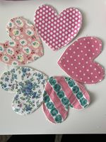 Handcrafted fabric hearts x 5 ~ Pinks~ Craft Project ~ Slow Stitch ~ Journalling