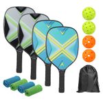 Pickleball Paddles Set 4 Rackets 4 Pickleballs 4 Cooling Towels & a Carry Bag