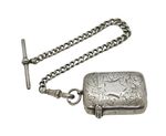 Victorian Sterling Silver Graduating Watch Chain & Vesta Case Antique Birmingham