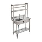 Commercial Sink Stainless Steel Catering Kitchen Single Bowl Wash Table + Drawer