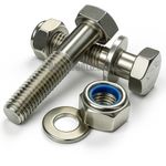 M8 A2 STAINLESS PART THREADED HEX HEAD BOLTS + NYLOC NUT + WASHERS HEXAGON 931