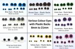 Various EYES with PLASTIC BACKS for Teddy Bear Stuffed Soft Toy Doll Animal