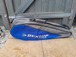 Dunlop Multi Tennis Racket Bag Carrier Case Blue Grey Shoulder Strap