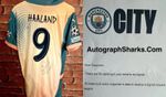 Signed Erling Haaland Manchester City Autographed Oasis Definitely Maybe Shirt