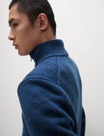 Marks & Spencer Mens Wool Funnel neck Long sleeved Jumper in Blue - M&S