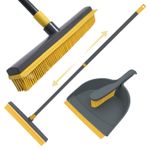 Knight Rubber Broom & Dustpan Rubber Brush Set Telescopic Extendable Long Handle
